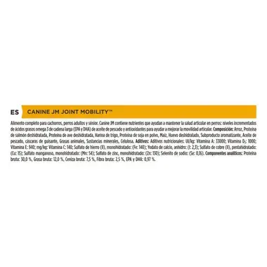 Composición y componentes analíticos de Purina Pro Plan Veterinary Diets Joint Mobility