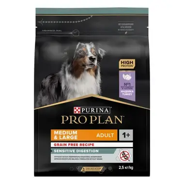 Purina Pro Plan Medium & Large Adult Sensitive Digestion Grain Free con pavo, saco de 2,5 kg