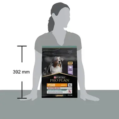 Tamaño del saco de Purina Pro Plan Medium & Large Adult Sensitive Digestion, 392 mm de altura