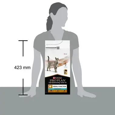 Tamaño del saco de Purina Pro Plan Feline NF Renal Function Advanced Care, 423 mm de altura
