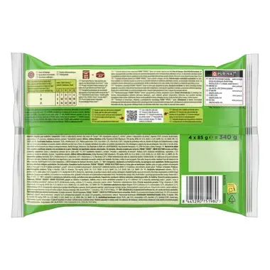 Parte posterior del multipack Purina Friskies Selections Junior de 4 sobres de 85 g