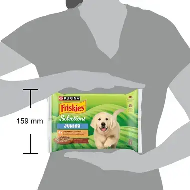 Tamaño del multipack Purina Friskies Selections Junior, 159 mm de altura