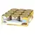 Bandeja con varias latas de Purina Gourmet Gold Doble Placer y plato de comida en el envase.