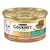Lata Gourmet Gold Mousse con pato y espinacas, vista lateral con imagen de la receta.