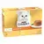 Caja Purina Gourmet Gold Tartelette 12 x 85 g con gato blanco y variedades de pollo, buey, atún y salmón.