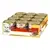 Bandeja con varias latas Purina Gourmet Gold Mousse con buey y foto del producto servido.