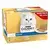 Caja Purina Gourmet Gold Mousse Maxi Pack 24 latas de 85 g con gato blanco y mousse servida.