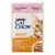 Sobre Purina Cat Chow Adult con salmón y judías verdes en gelatina, imagen frontal con gato.