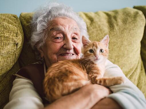 anciana con un gato