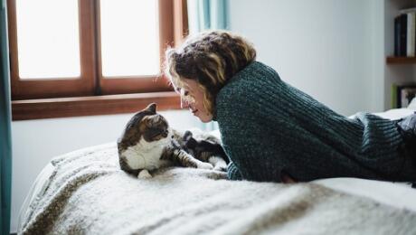 Young woman and cat